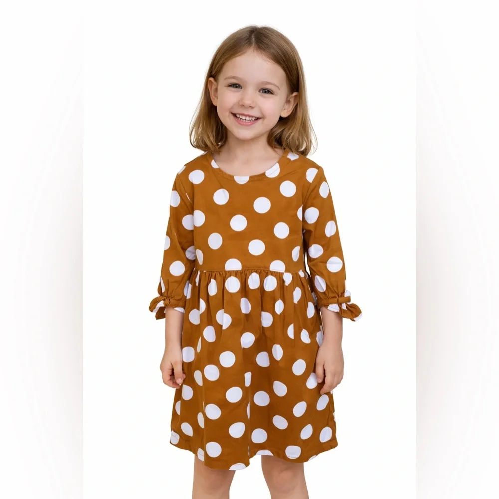 Old Navy Girls Mustard Polka Dot Long Sleeve Dress Size 4T